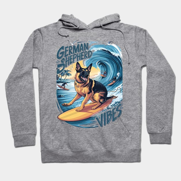 Wave Rider: A German Shepherd Surfing Hoodie by coollooks